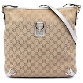 Borsa a tracolla Abbey D Ring in tela GG Gucci beige