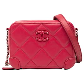 Borsa Chanel Mini Quilted Lambskin Covered CC Camera Bag Rosa