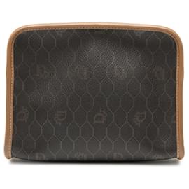 Schwarze Dior Honeycomb beschichtete Canvas-Pochette