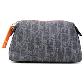 Blue Dior Oblique Denim Flight Cosmetic Pouch