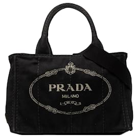 Piccola borsa in tela Canapa con logo Prada nero