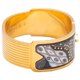 Bracciale rigido in smalto Frey Wille Fire grigio placcato oro giallo 24K