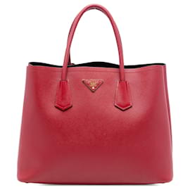 Borsa Double Saffiano Cuir Prada Rossa Medium