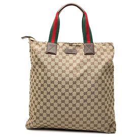 Brown Gucci GG Canvas Web Vertical Tote