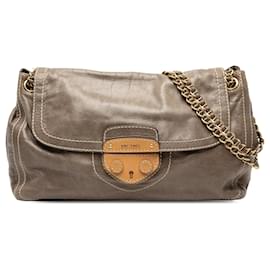 Bolso de hombro Prada Vitello Shine Push Lock marrón