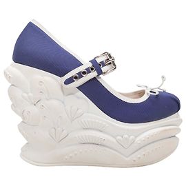 Mary Jane Wedges Navy & White Miu Miu Primavera/Verano 2017 Talla 39