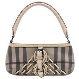 Borsa a tracolla Burberry Smoke Check in tela rivestita beige