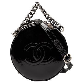 Bolsa satchel Chanel Black Patent Round As Earth