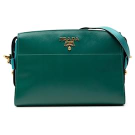 Borsa a tracolla Esplanade Bicolor Saffiano Vernice verde Prada