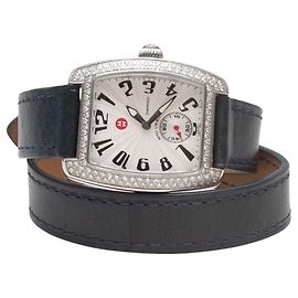 Autre Marque Montre Navy Michele en cuir et pavé de diamants Wrap