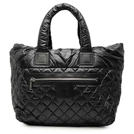 Black Chanel Medium Quilted Nylon Reversible Coco Cocoon Tote