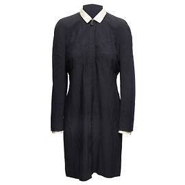 Vestido de manga larga vintage Chanel Boutique blanco y negro Talla FR 42