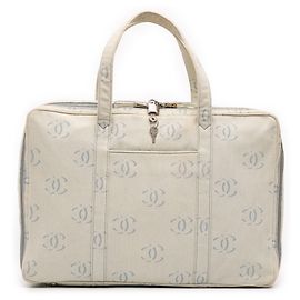 Borsa da viaggio Chanel CC in denim blu