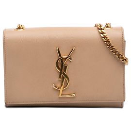 Beige Saint Laurent Small Grain De Poudre Monogram Kate Umhängetasche