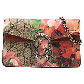 Borsa a tracolla Gucci Mini GG Supreme Blooms beige