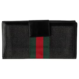 Gucci Continental Long Wallet aus Canvas und Leder Web in Schwarz