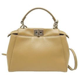 Borsa Mini Leather Selleria Peekaboo Iconic beige Fendi