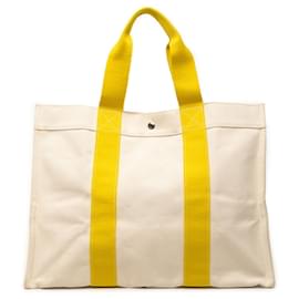 Tote GM de lona amarilla Hermès Bora Bora