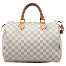 Borsa Boston Louis Vuitton Damier Azur Speedy 30 Bianca