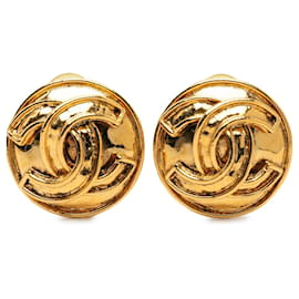 Orecchini a clip rotondi Chanel CC placcati oro