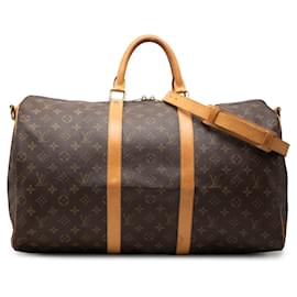 Borsa da viaggio Louis Vuitton Monogram Keepall Bandouliere 50 Marrone