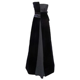 Trägerloses Abendkleid aus Samt und Seide in Navy Giorgio Armani Größe IT 40