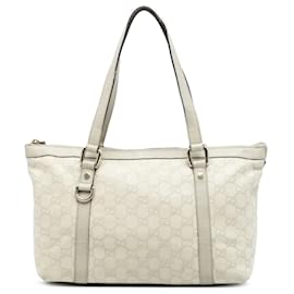 Tote Gucci Guccissima Abbey D Ring bianco