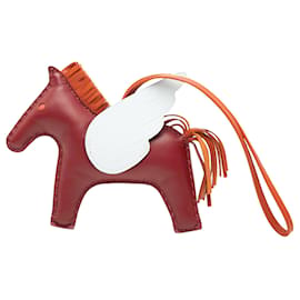 Red Hermès Milo Lambskin and Swift Grigri Rodeo Pegase Bag Charm PM Key Chain