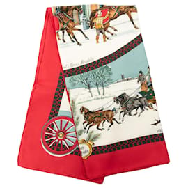 Sciarpa in seta Hermès L Hiver en Poste 90 bianca