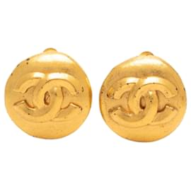 Orecchini a clip rotondi Chanel CC placcati oro