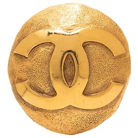 Spilla rotonda Chanel CC placcata oro