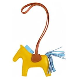 Yellow Hermès Milo Lambskin Grigri Rodeo Bag Charm PM Key Chain