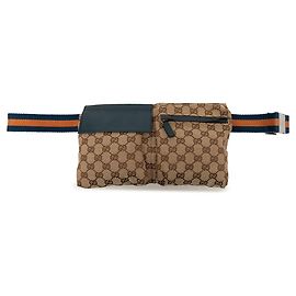 Gucci GG Canvas Web Gürteltasche in Beige