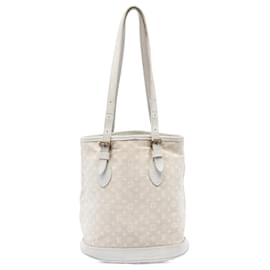 Borsa a tracolla Louis Vuitton Monogram Mini Lin Bucket PM beige