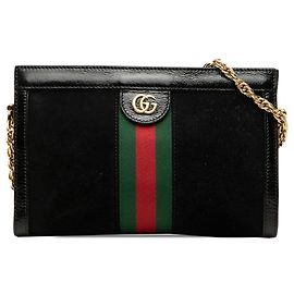 Gucci Small Suede Web Ophidia Chain Umhängetasche aus Wildleder in Schwarz