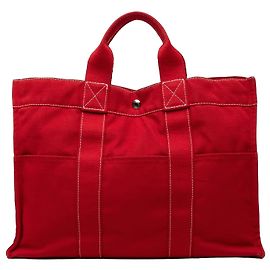 Borsa Tote Hermès Sac Deauville MM in tela rossa