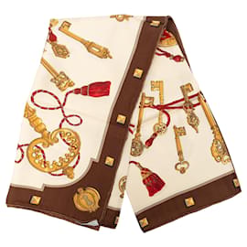 Foulard in seta Hermès Les Cles 90 marrone