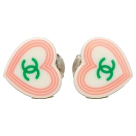 Orecchini a clip in resina con cuore CC bianco Chanel