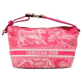 Pochette DiorTravel Nomad en toile technique Toile de Jouy rose avec logo Dior inversé