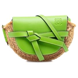 Mini borsa a tracolla Gate in rafia verde LOEWE - Loewe