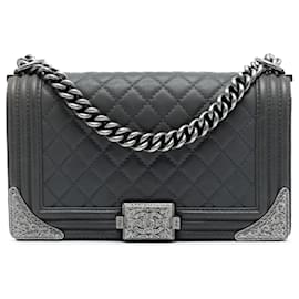 Borsa a tracolla Chanel Paris Dallas Old Medium Quilted Calfskin Cowboy Boy Grigia