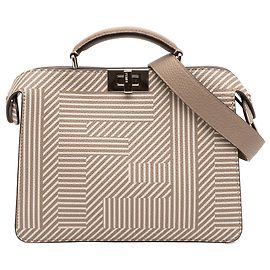 Borsa Fendi Small Zucca Leather Peekaboo ISeeU color Tan