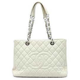 Borsa Tote Grand Shopping Chanel Caviar Bianca