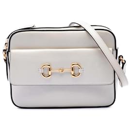 Bolso bandolera Gucci Small Leather Horsebit 1955 blanco