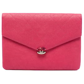 Pink Chanel Paris Cuba Quilted Caviar Thread Around Envelope Clutch