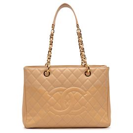 Borsa Grand Shopping Tote Chanel Caviar Beige