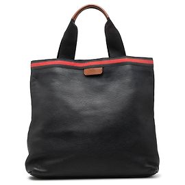 Schwarzer Gucci Web Tote aus Kalbsleder