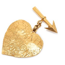 Spilla Chanel Gold Plated Cambon Paris Arrow Heart Swing in Oro