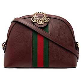 Borsa a tracolla Gucci Small Ophidia Dome in pelle di vitello rossa con Web
