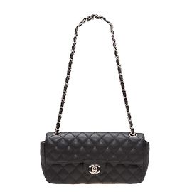 Sac Chanel East West Caviar Flap Bag Noir